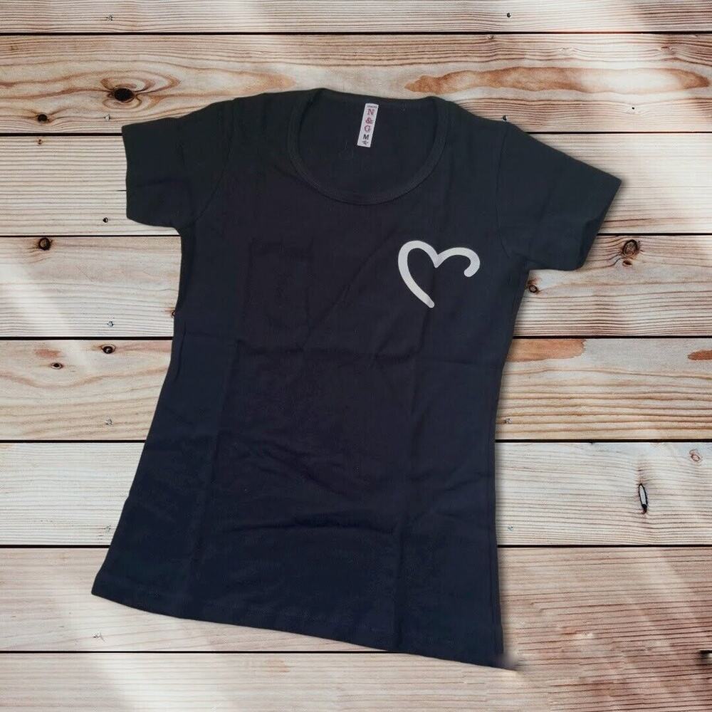 T-shirt Crewneck Heart Princess-cut fitted Extra Slim, color Black - Size PL